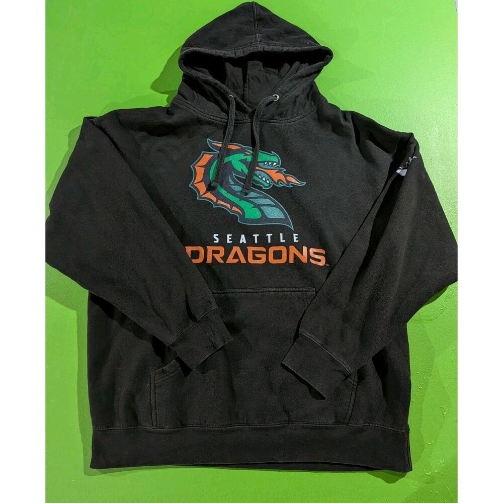 Seattle Dragons Hoodie Pullover Sweatshirt Black XL XFL Football‎ Rare
